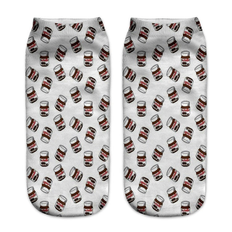 Calcetines de Barco Cómodos y Estilosos con Diseño de Crema de Cacahuete