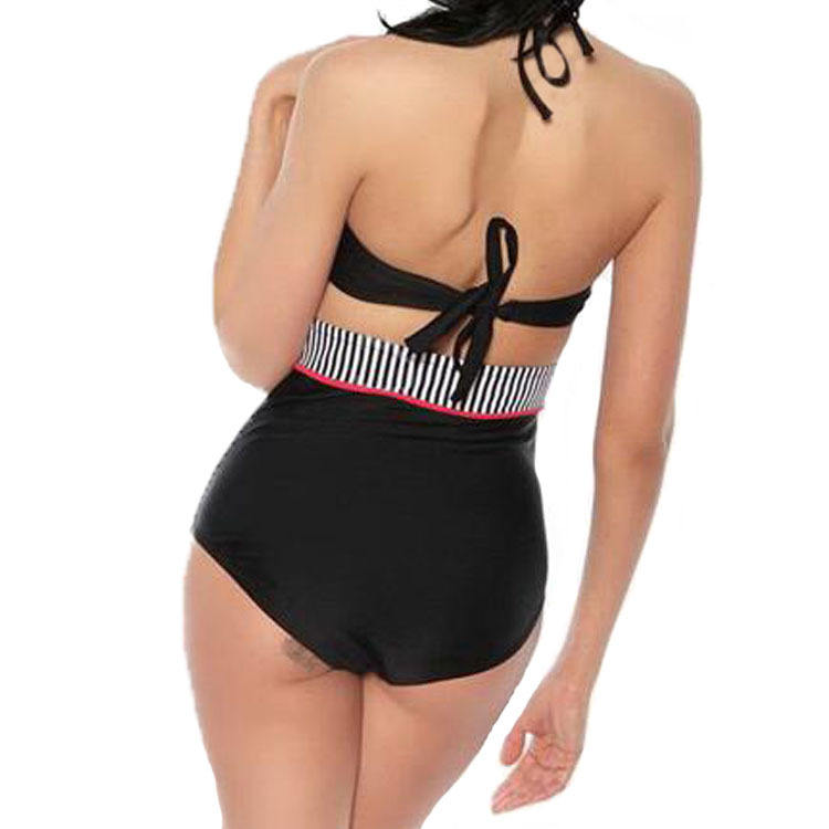Traje de baño bikini retro de talle alto con lunares