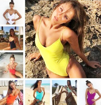 Traje de baño de una pieza de color liso para mujer - Multicolor