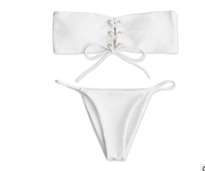 Bikini Sin Tirantes de Dos Piezas y Color Sólido