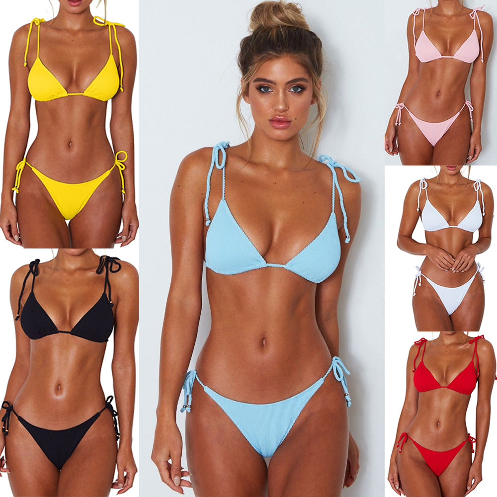 Bikini para Mujer 2020 con Lazos a Rayas - 6 Colores