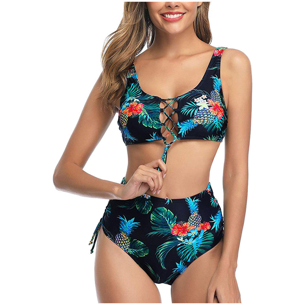 Conjunto de Bikini de Cintura Alta Transfronterizo 2020