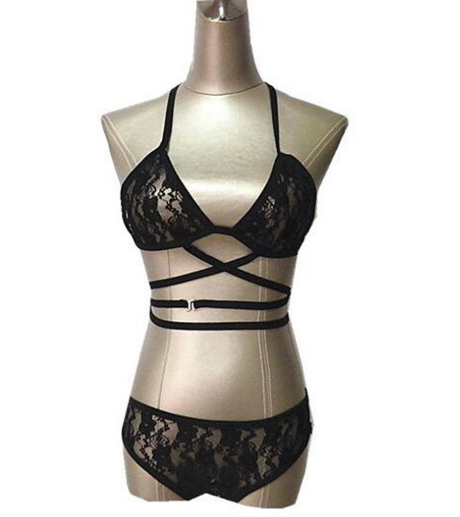 Conjunto de Lencería con Encaje Sexy y Diseño de Bikini