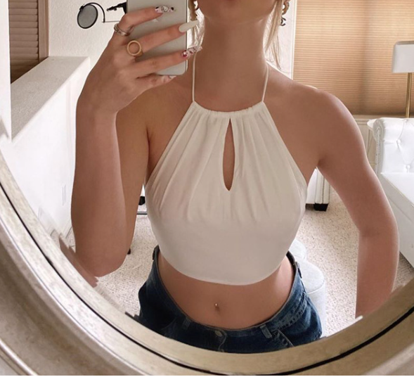 Tirantes Huecos de Color Sólido con Cuello Colgante para Mujer