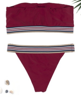 Bikini Sin Tirantes de Color Sólido para Mujer