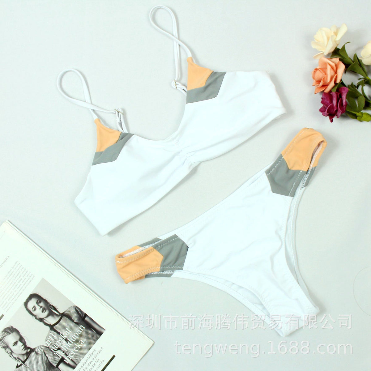 Bikini Sexy de Bloques de Color 2018 para Mujer