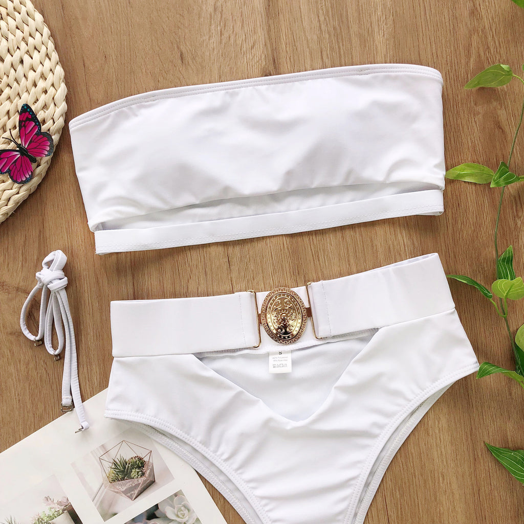 Bikini sin Tirantes con Hebilla Metálica Chic para Mujeres
