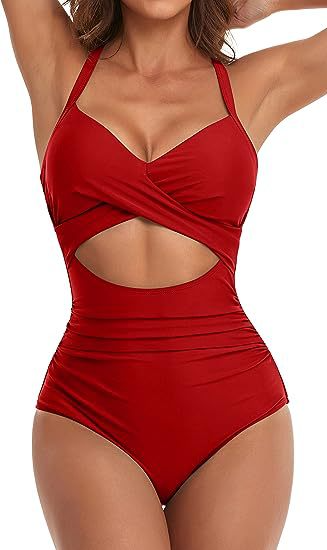Traje de baño de una pieza con espalda cruzada