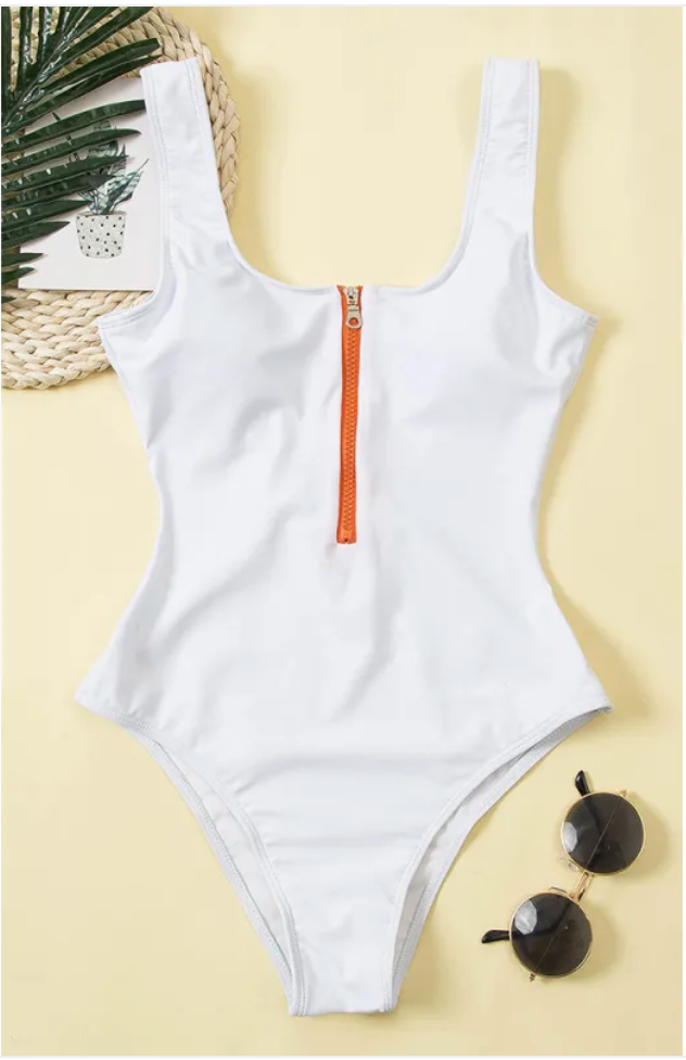 Traje de Baño Estampado de Una Pieza con Cremallera