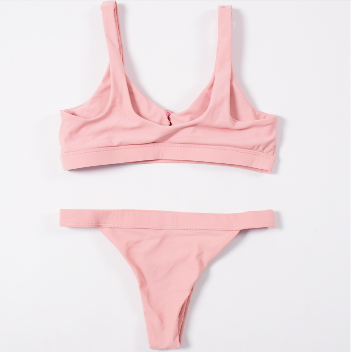 Conjunto de Bikini para Mujer de Cintura Baja y Color Sólido Sexy