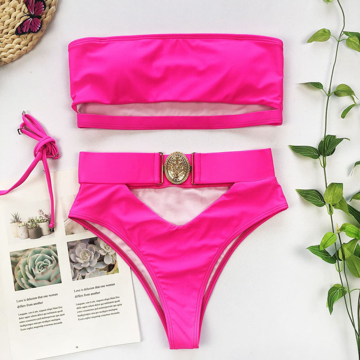 Bikini sin Tirantes con Hebilla Metálica Chic para Mujeres