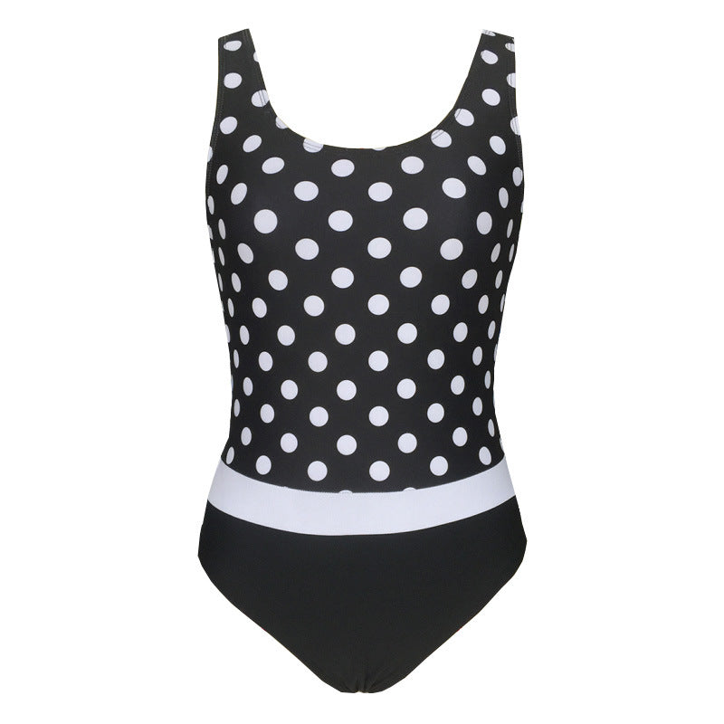 Traje de baño de una pieza adelgazante de lunares para mujer