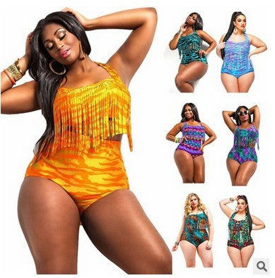 Bikini de Talle Alto con Flecos en Tallas Grandes