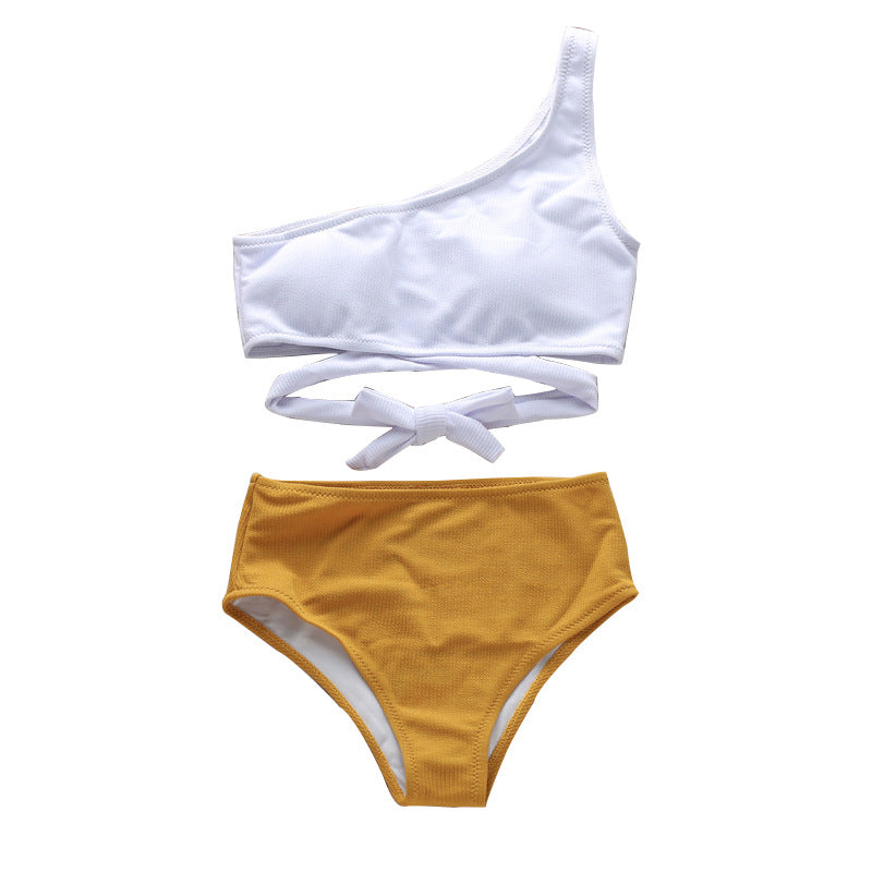 Traje de baño bikini sexy de un solo hombro con tela única
