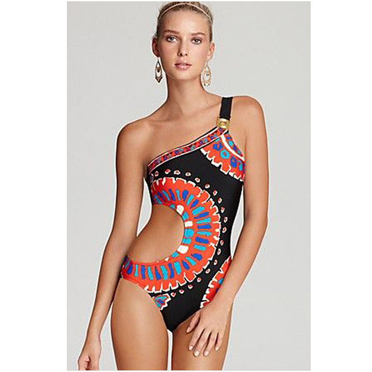 Traje de baño de una pieza triangular estampado