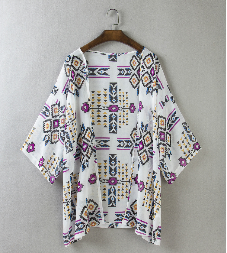 Chiffón Cover-Up, Chaqueta para Bikini, Camisa Kimono Suelta