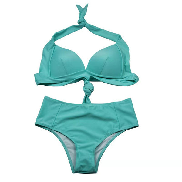 Bikini de Talle Alto en Colores Lisos para Mujer