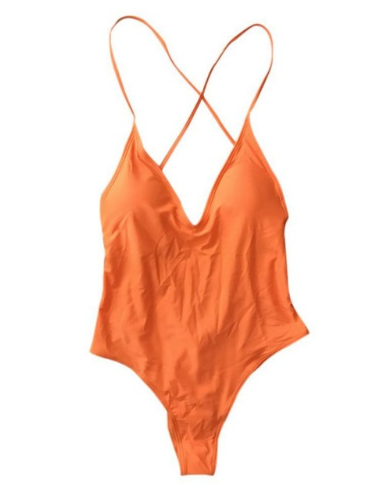 Traje de baño de una pieza de color liso para mujer - Multicolor