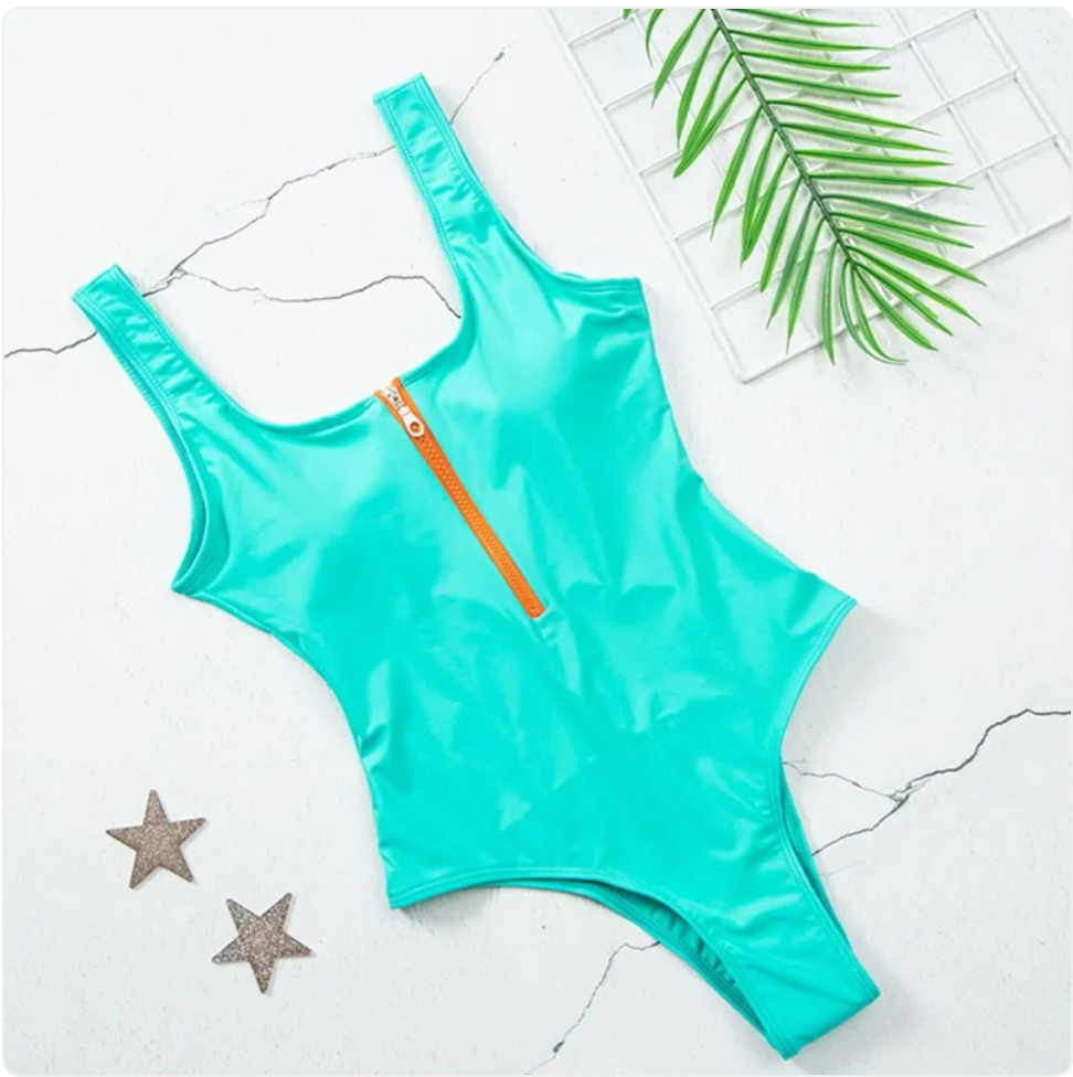 Traje de Baño Estampado de Una Pieza con Cremallera
