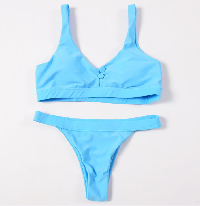 Conjunto de Bikini para Mujer de Cintura Baja y Color Sólido Sexy