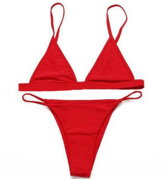Conjunto de Bikini de Dos Piezas en Color Sólido para Mujer 2018
