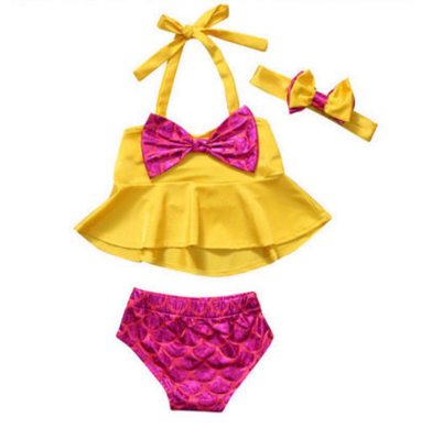 Traje de baño bikini nuevo para niñas, ideal para la playa.