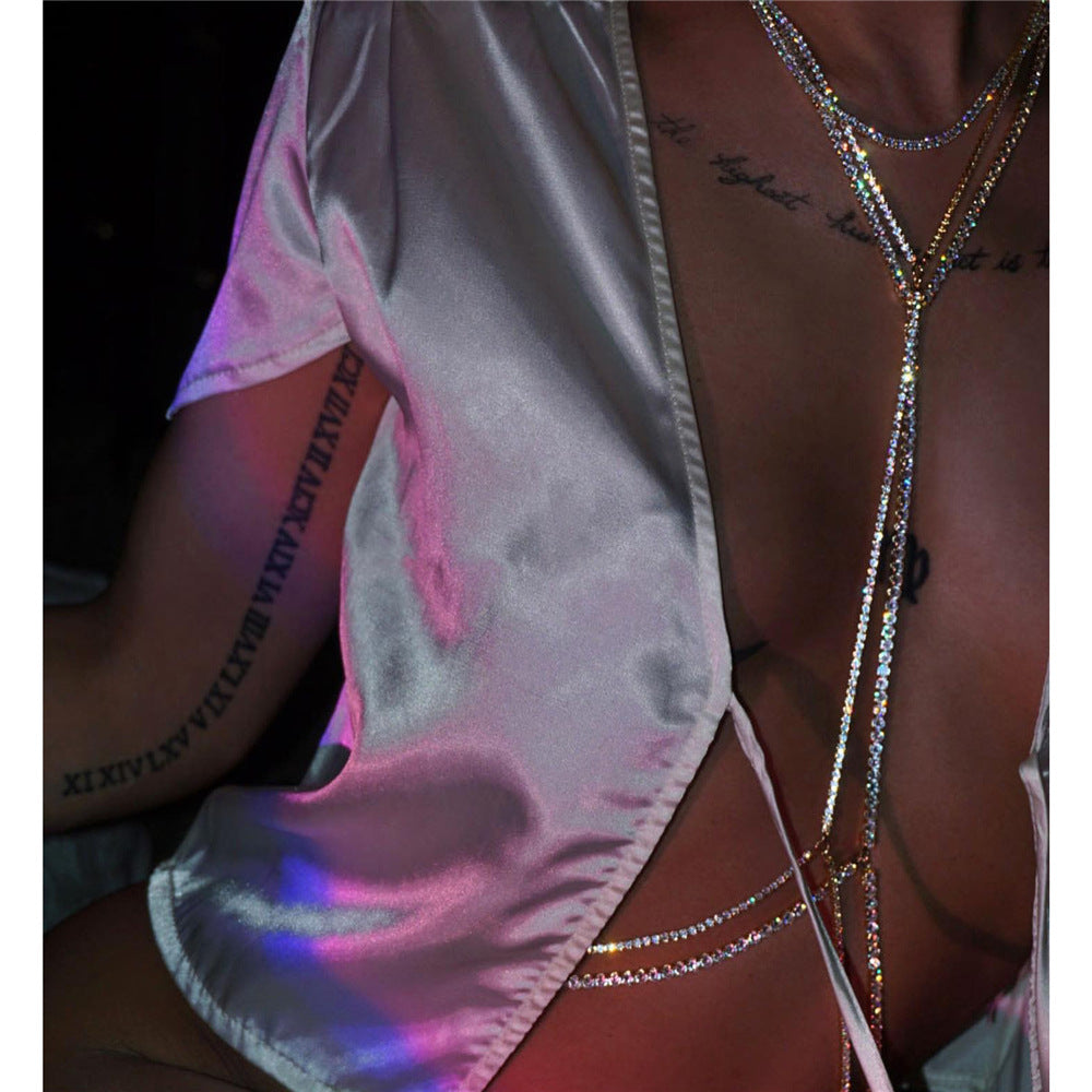 Collar de cadena para bikini con pedrería a la moda