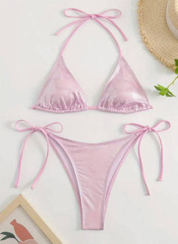 Conjunto de bikini floral de encaje con tirantes sexys
