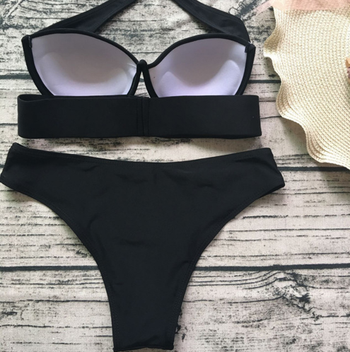 Conjunto de Bikini de Color Sólido para Mujer 2018