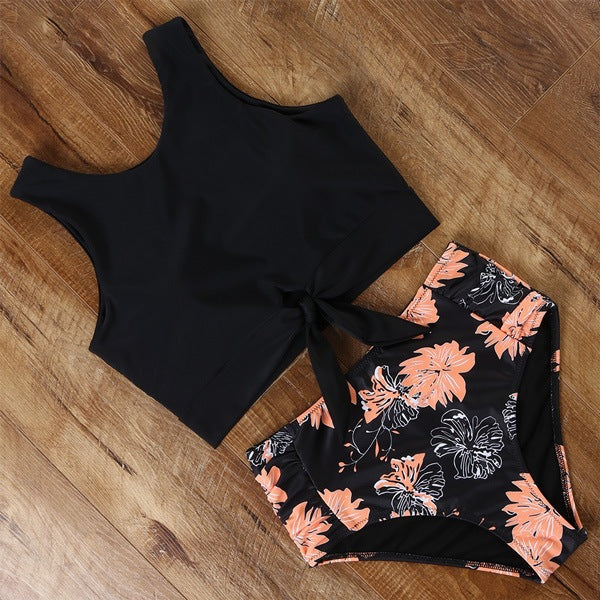 Bikini de talle alto para mujer con estampado floral, colección 2020
