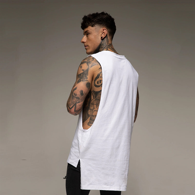 Camiseta sin mangas holgada con abertura para hombre, estilo hip hop, a la moda (verano)