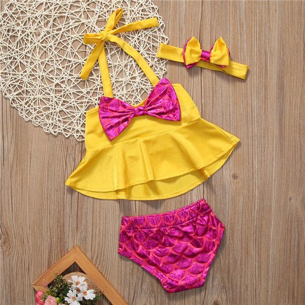 Traje de baño bikini nuevo para niñas, ideal para la playa.