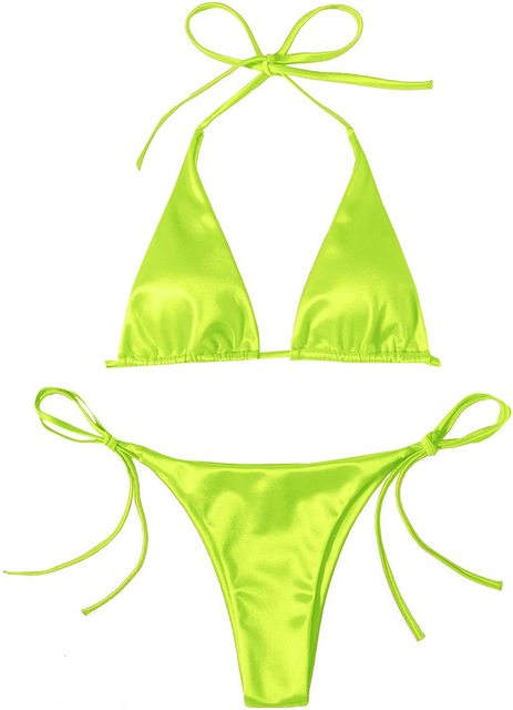 Conjunto de Bikini de Dos Piezas con Top Halter Metálico