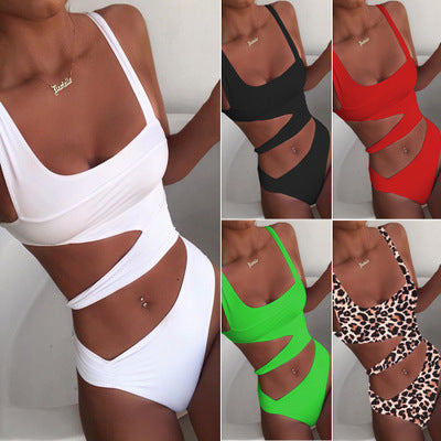 Conjunto de Traje de Baño de Una Pieza y Bikini de Color Sólido