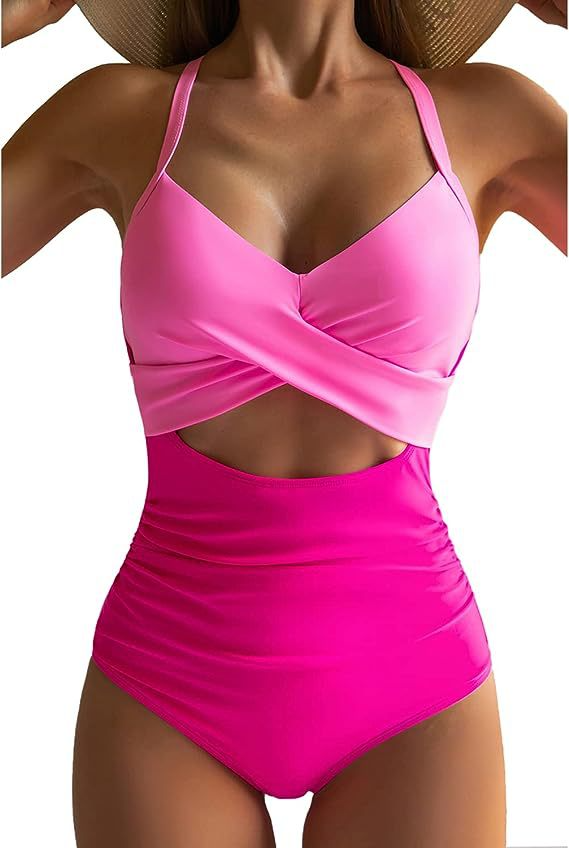 Traje de baño de una pieza con espalda cruzada