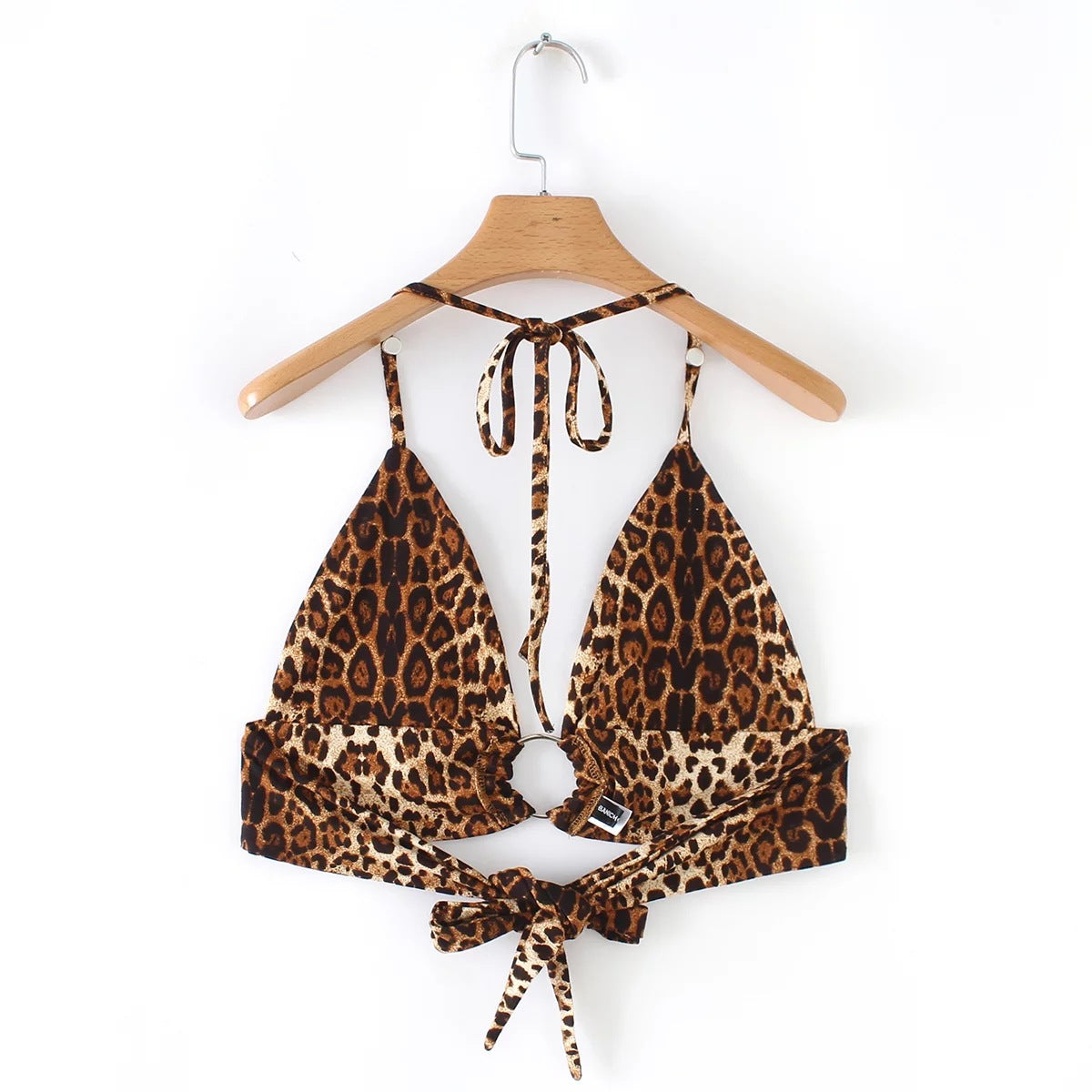 Bikini Top Corto de Estampado de Leopardo