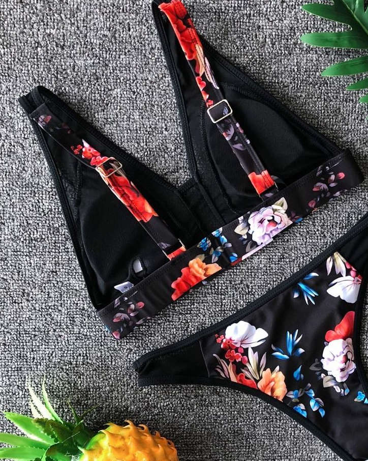 Bikini, Traje de Baño con Diseño Descubierto en la Espalda y Soporte de Busto