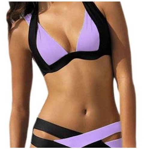Traje de baño bikini para mujer con bloques de color - Estilo sexy