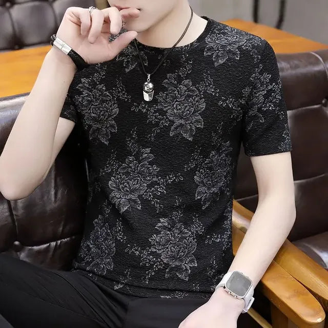 Camiseta gráfica estilo gótico grunge para hombre - Corte ajustado de seda helada