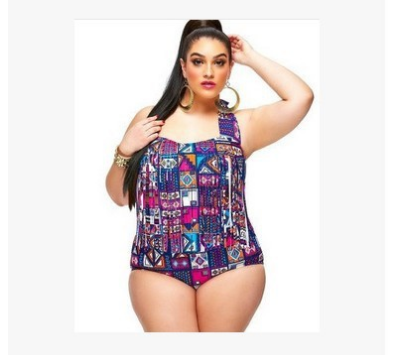 Bikini de Talle Alto con Flecos en Tallas Grandes