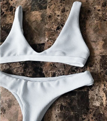 40 Traje de baño bikini sexy de color liso para mujer