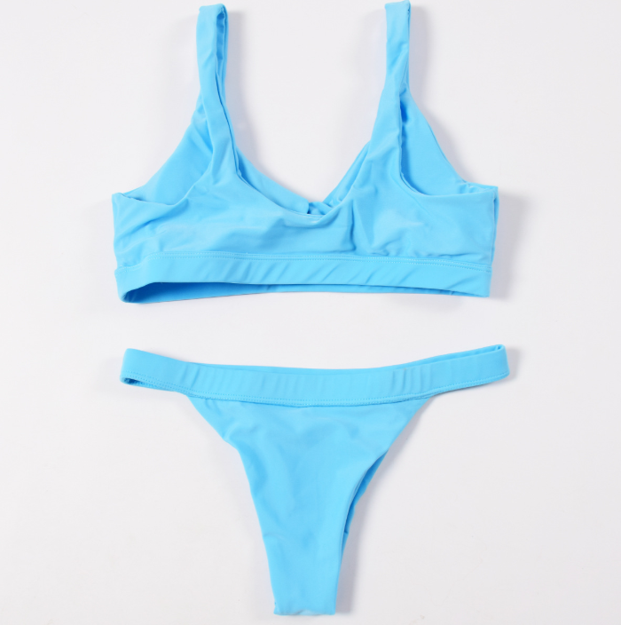 Conjunto de Bikini para Mujer de Cintura Baja y Color Sólido Sexy