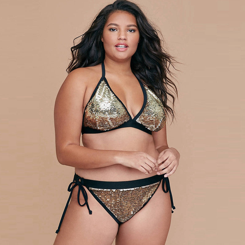 Nuevo bikini triangular de talla grande con pedrería.