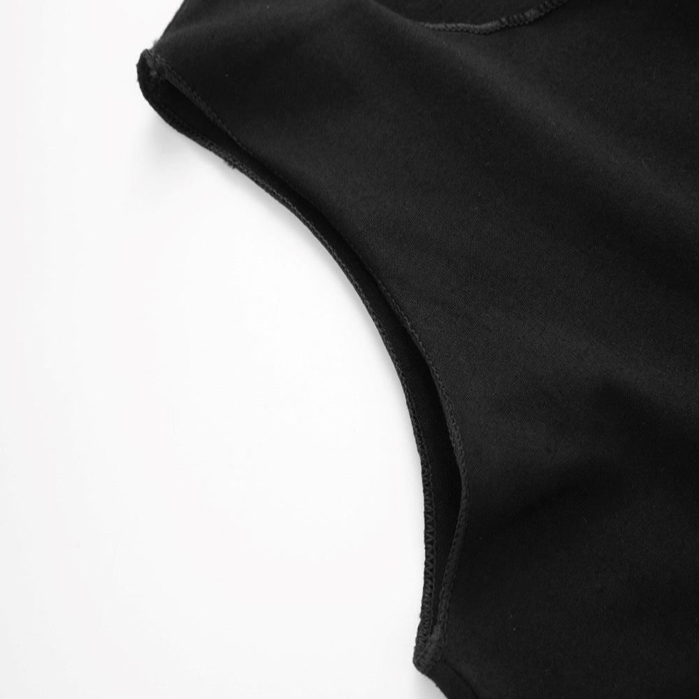 Mono de camiseta con cuello redondo estilo Y2K para mujer - Moda de verano