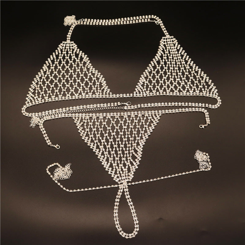 Conjunto de Bikini con Cadena de Cuerpo y Estrás Exagerado