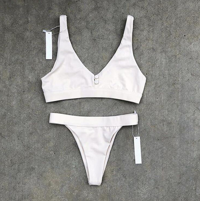 Conjunto de Bikini para Mujer de Cintura Baja y Color Sólido Sexy