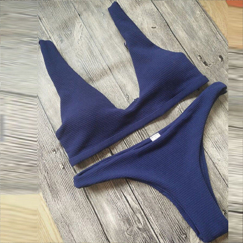 40 Traje de baño bikini sexy de color liso para mujer