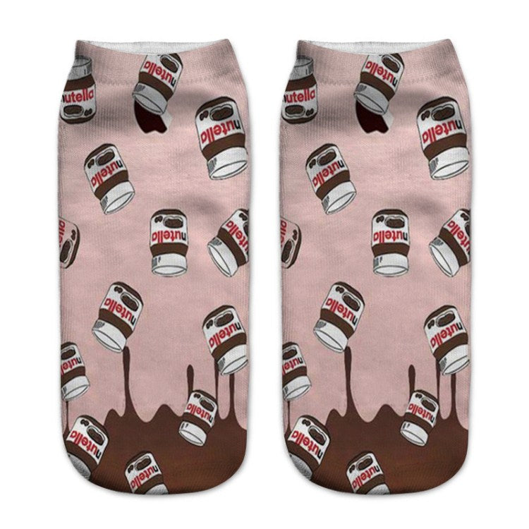 Calcetines de Barco Cómodos y Estilosos con Diseño de Crema de Cacahuete