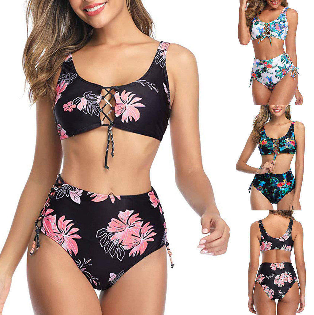 Conjunto de Bikini de Cintura Alta Transfronterizo 2020