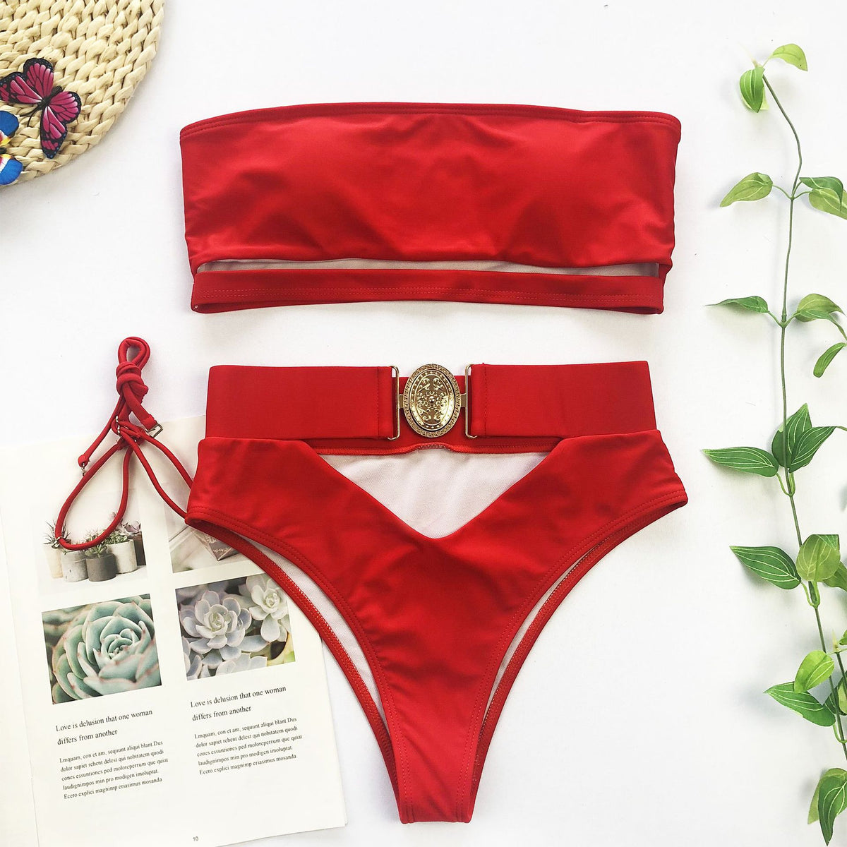 Bikini sin Tirantes con Hebilla Metálica Chic para Mujeres